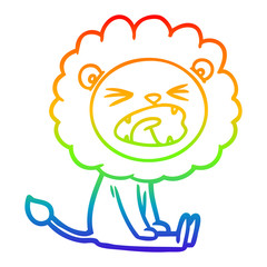 rainbow gradient line drawing cartoon angry lion