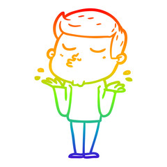 rainbow gradient line drawing cartoon model guy pouting