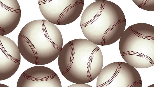 Baseball Balls On  Background. Ideal For Your Sport Related Projects. Seamless Loop 4K, 60fps