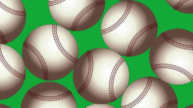 Baseball Balls On  Background. Ideal For Your Sport Related Projects. Seamless Loop 4K, 60fps