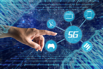Blue background 5g era changes life