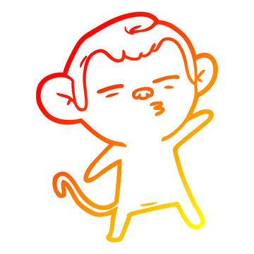 recommend clip art: warm gradient line drawing cartoon suspicious monkey