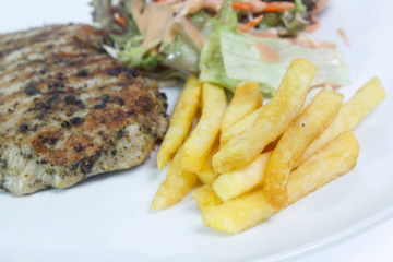 Grilled Beef Steak Isolated. Clipping path