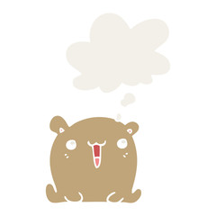cute cartoon bear and thought bubble in retro style
