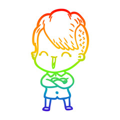 rainbow gradient line drawing cartoon happy hipster girl