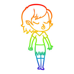 rainbow gradient line drawing cute cartoon vampire girl