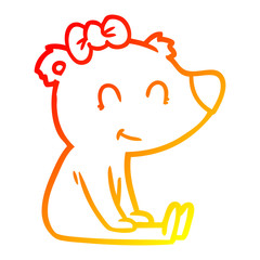 warm gradient line drawing sitting female bear cartoon