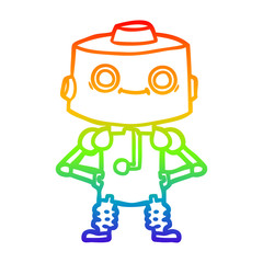 rainbow gradient line drawing cartoon robot