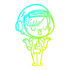 cold gradient line drawing cartoon astronaut woman
