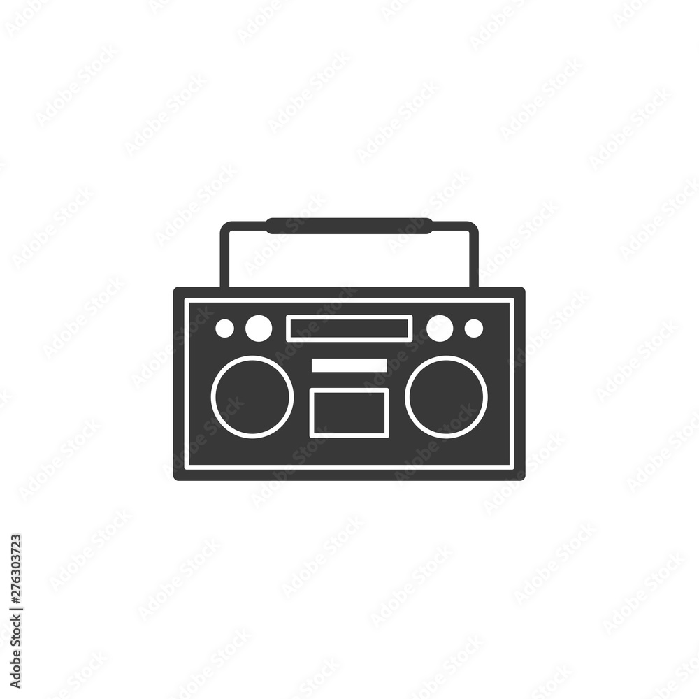Poster media music and radio player icon symbol template black color editable. simple logo vector illustrat