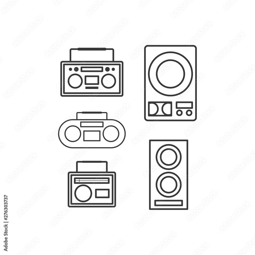 Aufkleber Media Music and Radio Player icon symbol template black color editable. simple logo vector illustration for graphic and web design.