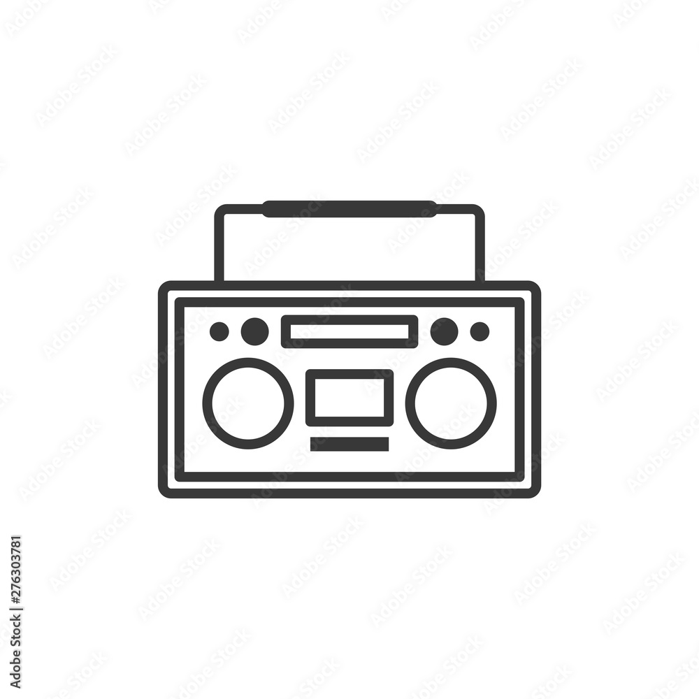 Poster media music and radio player icon symbol template black color editable. simple logo vector illustrat