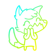 cold gradient line drawing happy cartoon fox