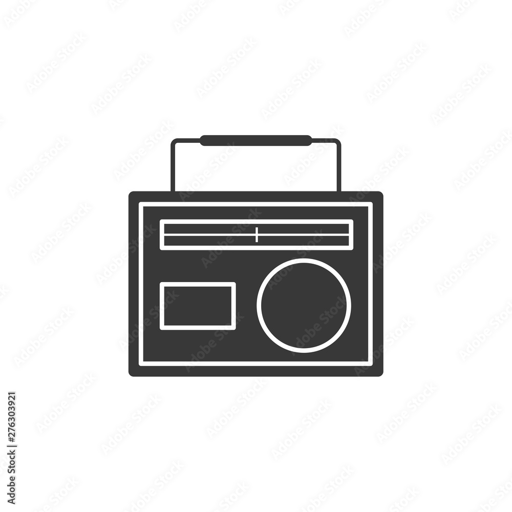 Poster media music and radio player icon symbol template black color editable. simple logo vector illustrat