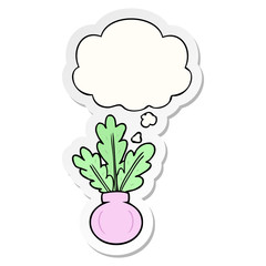 plant in vase and thought bubble as a printed sticker