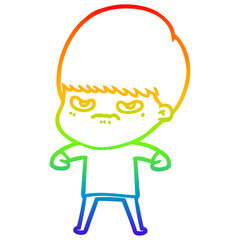 rainbow gradient line drawing cartoon angry boy