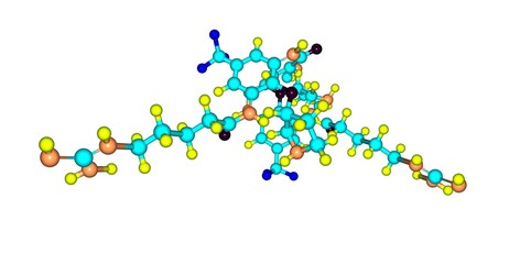 Brilacidin antibiotic molecular structure isolated on black