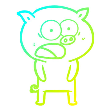 recommend clip art: cold gradient line drawing cartoon pig shouting
