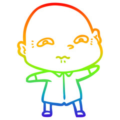 rainbow gradient line drawing cartoon nervous man