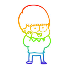 rainbow gradient line drawing happy cartoon boy