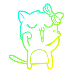 cold gradient line drawing cartoon cat