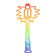 rainbow gradient line drawing cartoon lamp post