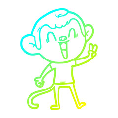 cold gradient line drawing cartoon laughing monkey