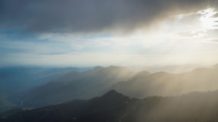 sun rays in mountains