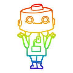 rainbow gradient line drawing cartoon robot