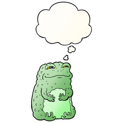cartoon smug toad and thought bubble in smooth gradient style