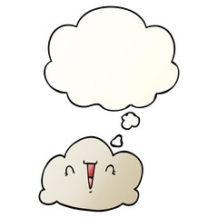 cartoon cloud and thought bubble in smooth gradient style