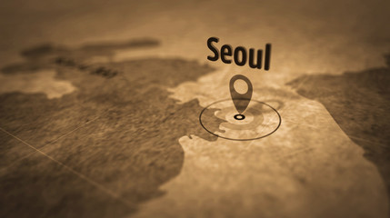 Seoul on retro map