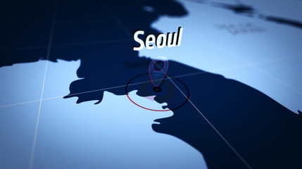 Seoul on blue map