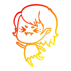 warm gradient line drawing annoyed cartoon vampire girl