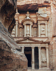 View of ancient stone temple in Petra, Jordan