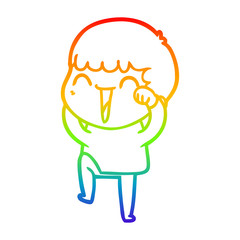 rainbow gradient line drawing cartoon happy man