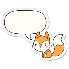 cute cartoon fox and speech bubble sticker