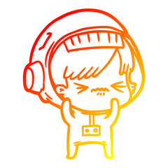 warm gradient line drawing cartoon astronaut woman