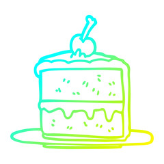 cold gradient line drawing cartoon chocolate cake