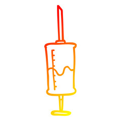 warm gradient line drawing cartoon syringe of blood