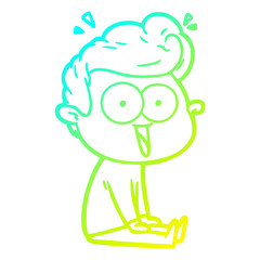 cold gradient line drawing cartoon staring man