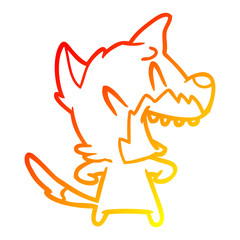 warm gradient line drawing laughing fox cartoon