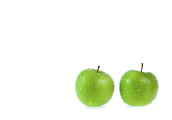 copy space green apple isolated on white