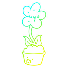 cold gradient line drawing cute cartoon flower