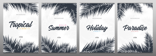 Set of Summer Tropical palm leaves. Exotic palms tree. Floral Backgrounds. - 276308163