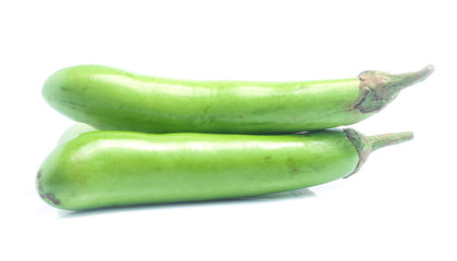 green eggplants on white background