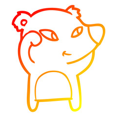 warm gradient line drawing cute cartoon bear