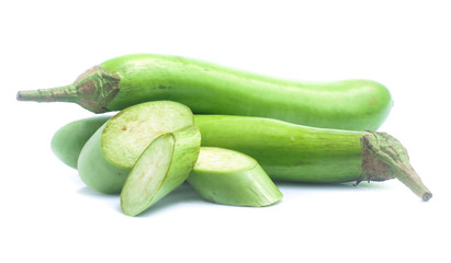 green eggplants on white background