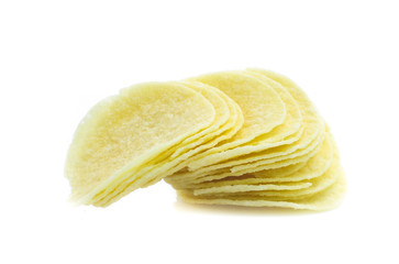 Potato Chips on white background