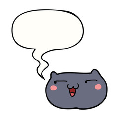 cartoon cat face and speech bubble